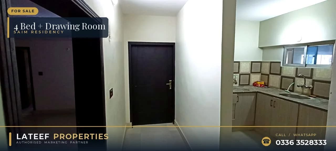 4-Bed Flat in Saim Residency, Gulshan-e-Iqbal 13-D/2 — Urgent Sale 1